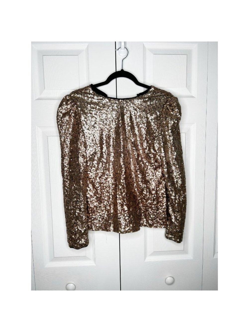 Nicole Miller Artelier Rose Gold Sequin Long Sleeve Top Women's Size Petite P